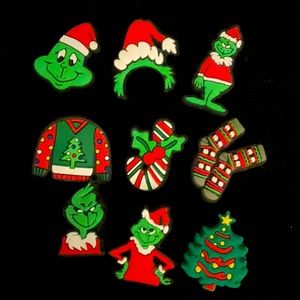 9pc Christmas Grinch Croc Charms